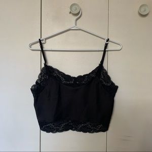 Brandy Melville black lace satin top